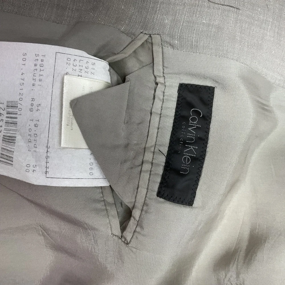 Calvin Klein Collection Grey Wool Linen Blazer Sport Coat Size 54 Regular